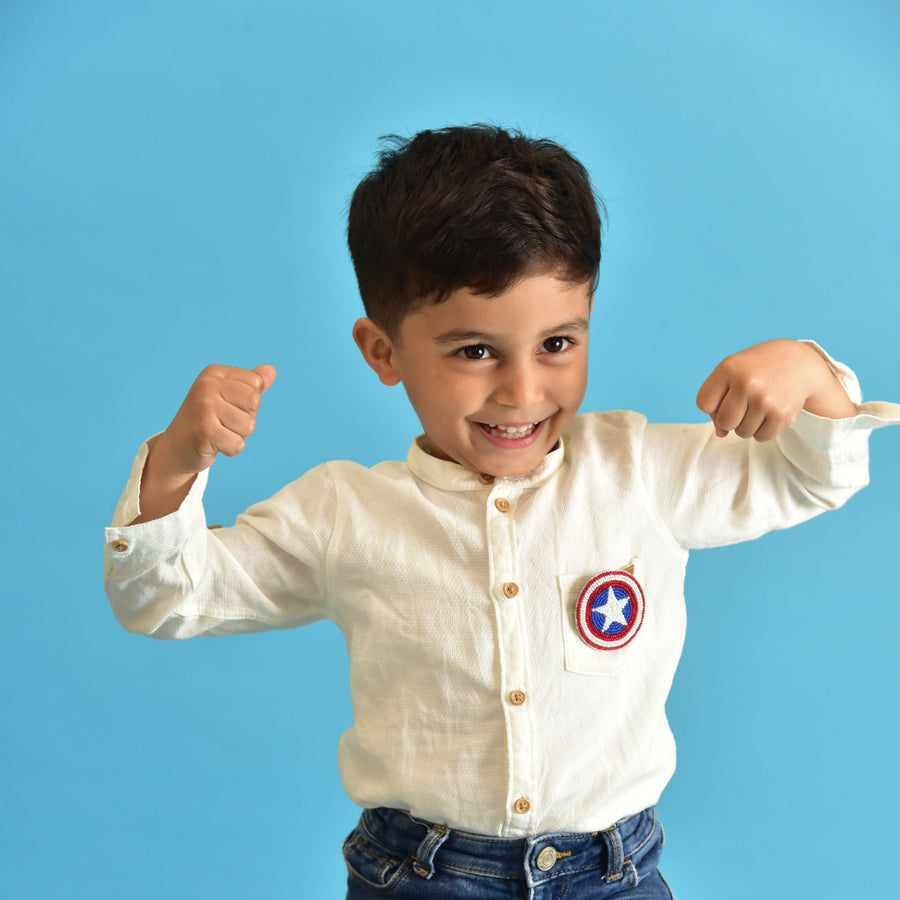Captain America - Brooch — handmade kids accessory by Little Pink Llama