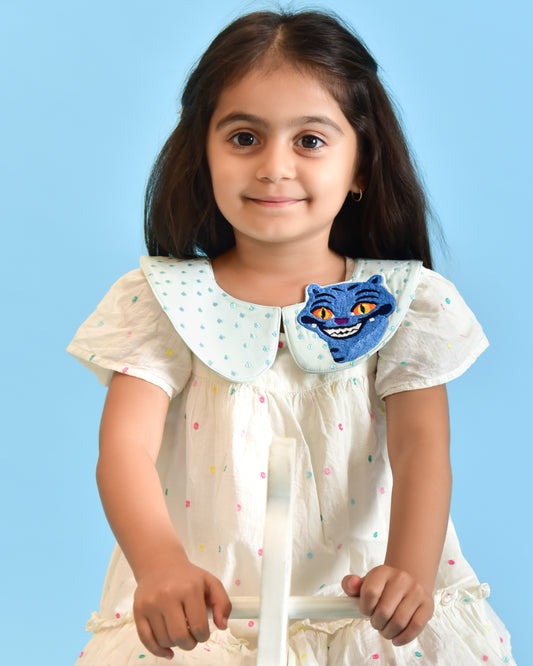 Handmade kids party collar for girls aged 4–15 years — Derpy Tiger by Little Pink Llama