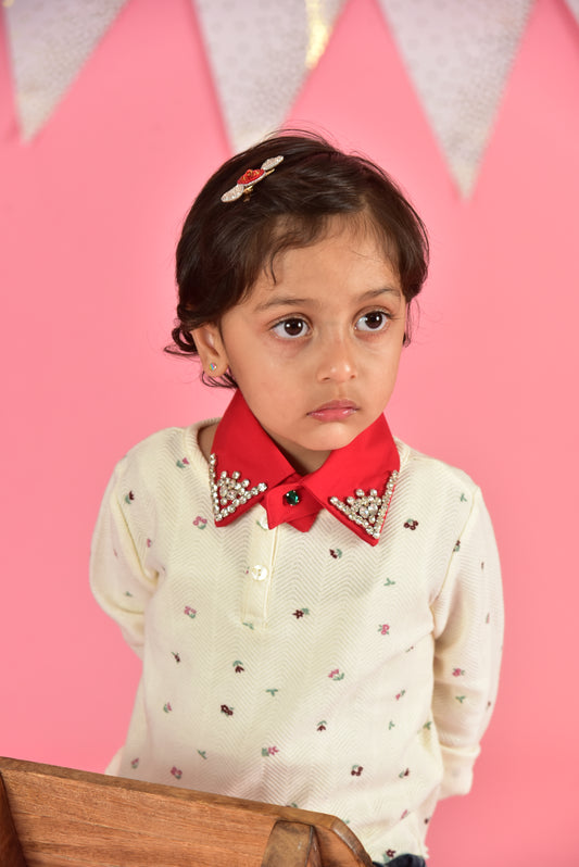 Handmade kids collar for ages 0–15 years — Ruby Sparkle by Little Pink Llama      
