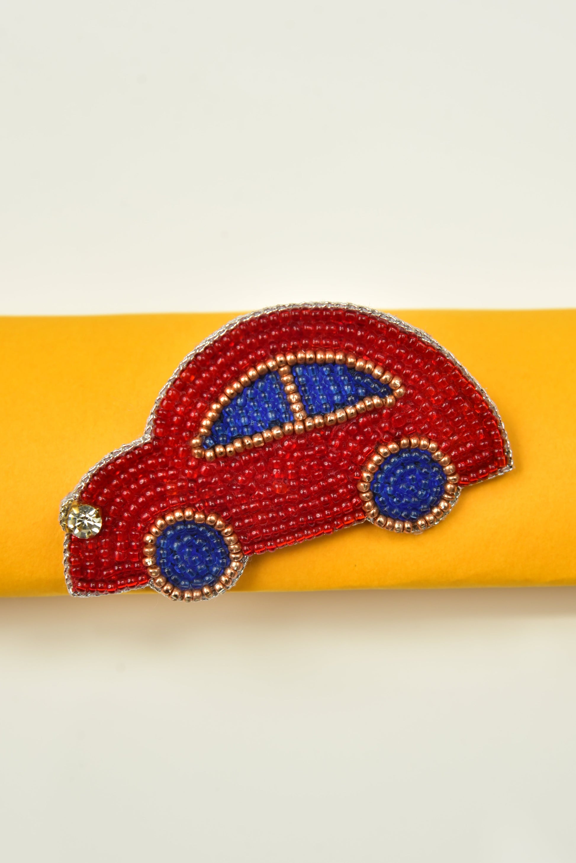 Handmade red car brooch for kids — Happy Wheels | Little Pink Llama India