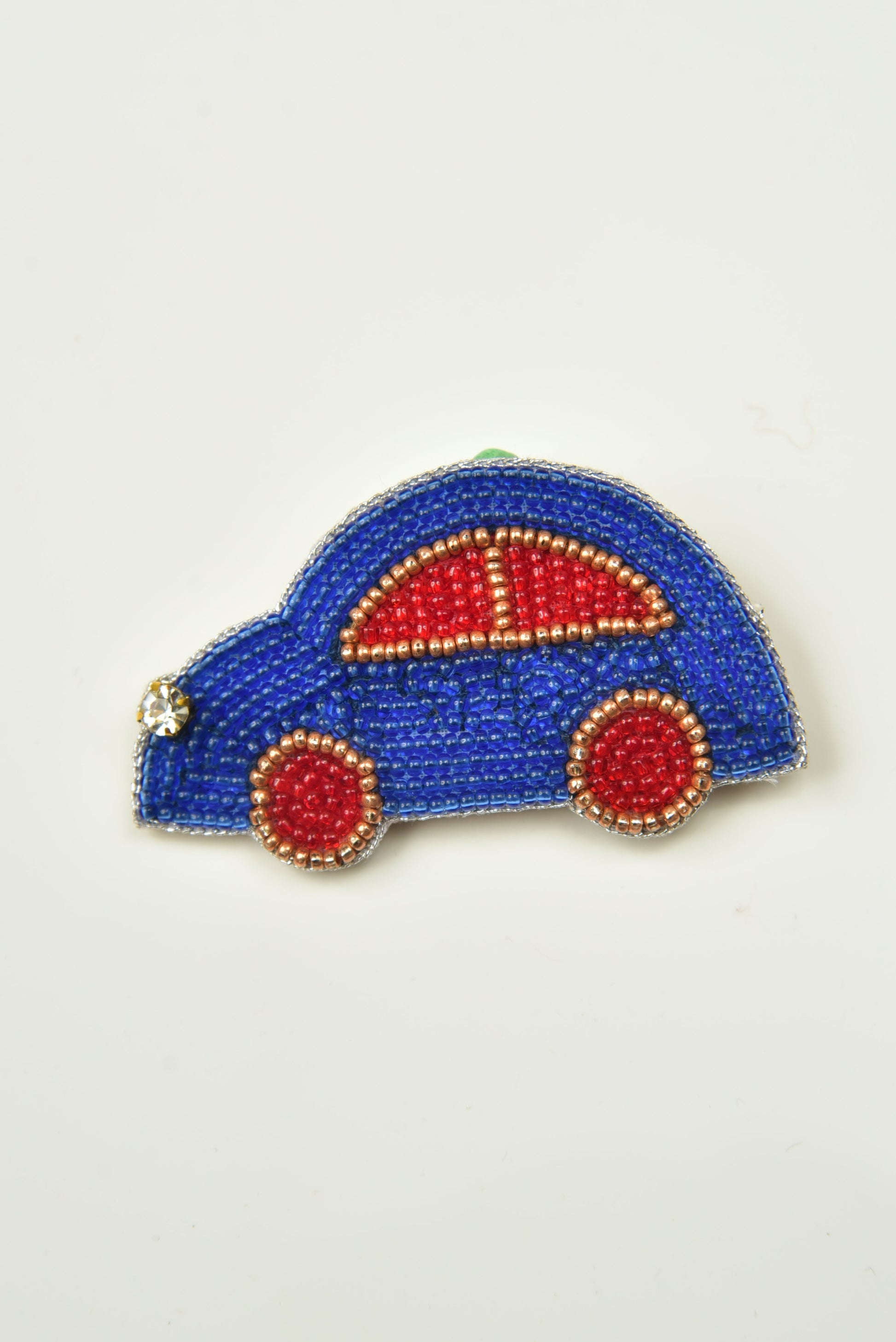 Handmade blue car brooch for kids — Happy Wheels | Little Pink Llama India